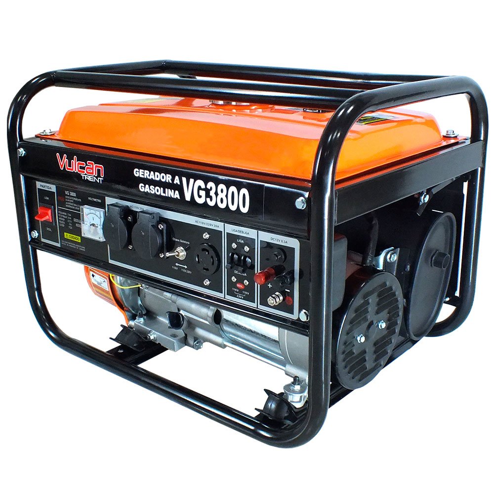 1597953410549 Gerador Gasolina VG3800 4T 208CC 7HP 3,00kva Monofásico Bivolt com Partida Manual VULCAN-56518 - Imagem 1