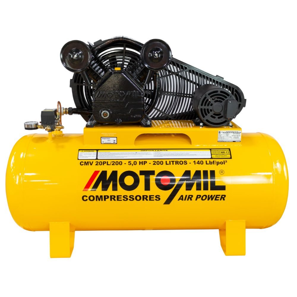 1744808023949 Compressor de Ar Air Power 20 Pés 200L 5HP 220/380V - Trifásico MOTOMIL-CMV20PL/200 - Imagem 1