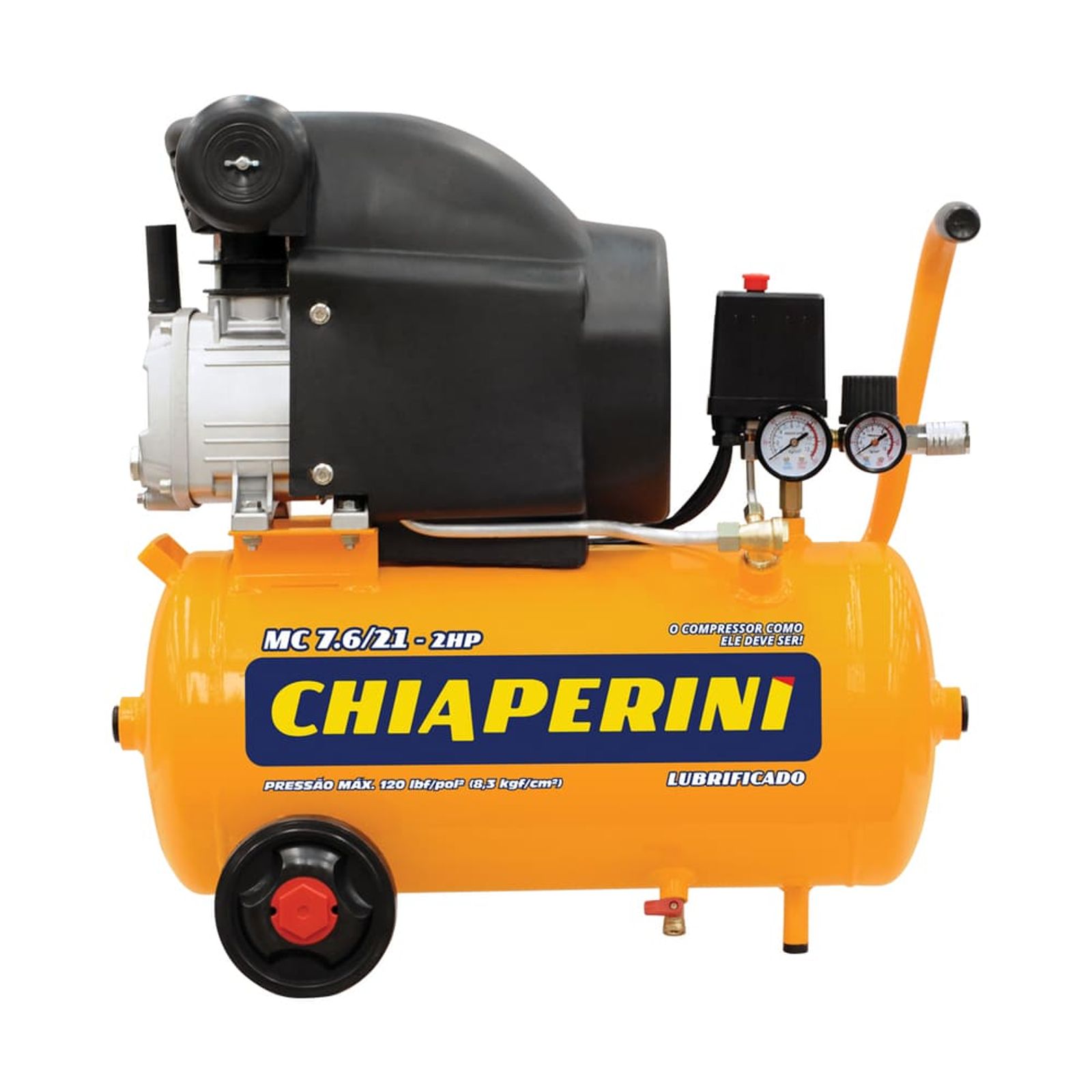 36681587-1600-1600 Motocompressor 21L 7,6 pés 120LBS 2HP MC 7.6/21 Chiaperini - Imagem 1