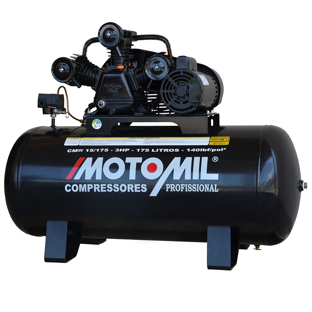 Compressor-de-Ar-Profissional-15-Pes-30H-motomil-cmw151751 Compressor de Ar 15 Pés 3HP 175L Monofásico 110/220V – 1335rpm MOTOMIL-CMW15/175 - Imagem 1